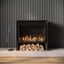 Freestanding Flueless Black Electric Fire with Log Store - AmberGlo