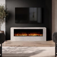 Wall-Mounted Electric Fire with Stone Effect Surround - 60 Inch - AmberGlo