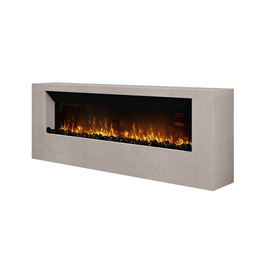 Wall-Mounted Electric Fire with Stone Effect Surround - 60 Inch - AmberGlo