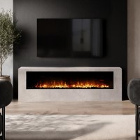 Wall-Mounted Electric Fire with Stone Effect Surround - 70 Inch - AmberGlo