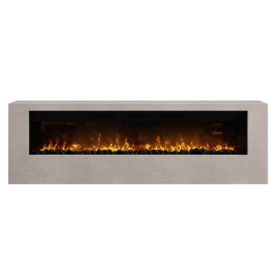 Wall-Mounted Electric Fire with Stone Effect Surround - 70 Inch - AmberGlo