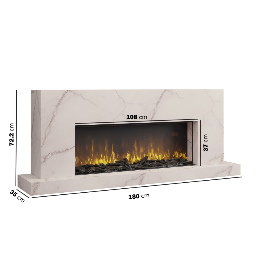 Freestanding Electric Fire with Marble Surround - 60 Inch - AmberGlo