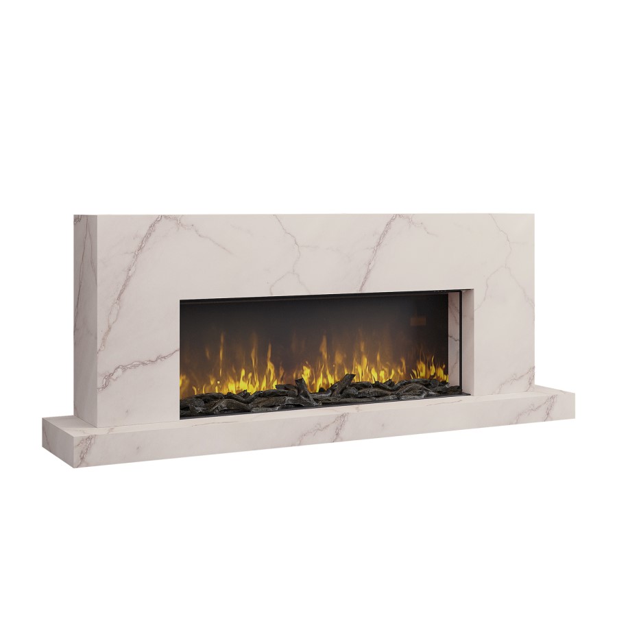 Freestanding Electric Fire with Marble Surround - 60 Inch - AmberGlo