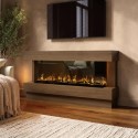 AGL110 Freestanding Walnut 3-Sided Electric Fire with Logs - 60 Inch - AmberGlo