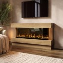 AGL111 Freestanding Oak 3-Sided Electric Fire with Logs - 60 Inch - AmberGlo
