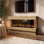 Freestanding Oak 3-Sided Electric Fire with Logs - 60 Inch - AmberGlo