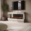 AGL112 Freestanding Stone Effect 3-Sided Electric Fire with Logs - 60 inch - AmberGlo