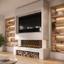 Self Build Media Wall with 3-Sided 50 inch Electric Smart Fireplace with Log Store - AmberGlo