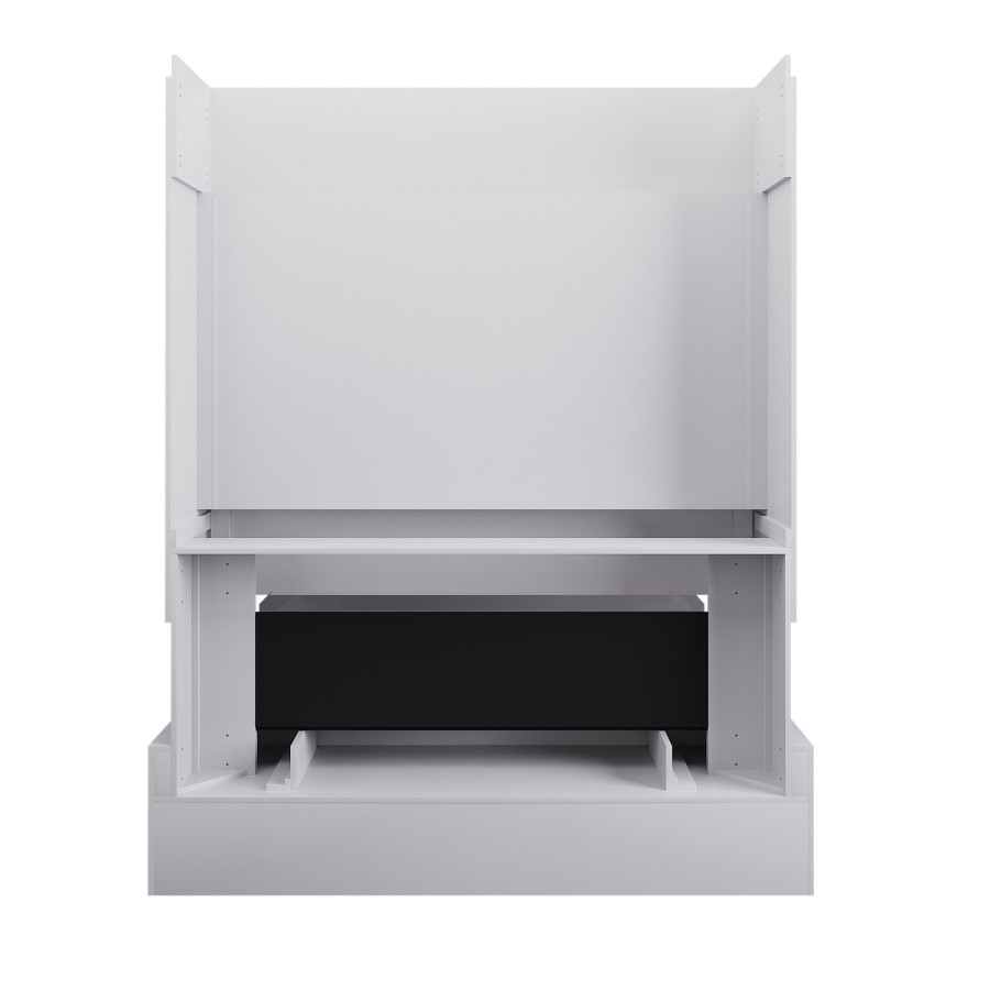 Self Build Media Wall with 3-Sided 50 inch Electric Smart Fireplace with Log Store - AmberGlo