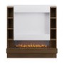 Self Build Walnut Media Wall with Black 3-Sided Inset Electric Fireplace with Shelving - 50 Inch - AmberGlo