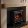 Self Build Media Wall with Oak Beam and Electric Log Burner-Style Smart Stove - AmberGlo