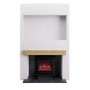 Self Build Media Wall with Oak Beam and Electric Log Burner-Style Smart Stove - AmberGlo