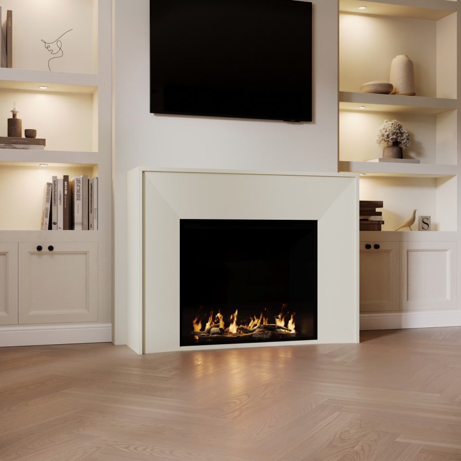 Freestanding Electric Fire with Cream Surround - AmberGlo