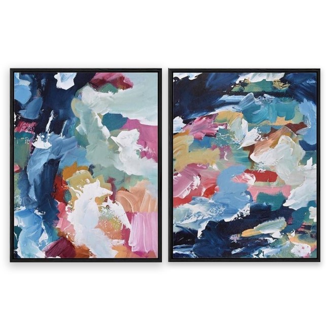 Abstract Large Framed Set of 2 Canvas Prints  - Abstract House