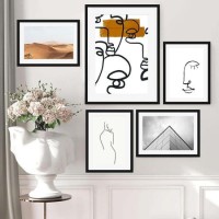Abstract Lines Black Framed Gallery Wall Art Set - Abstract House