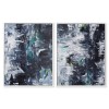 Dark Blue &amp; Grey Abstract Large Framed Set of 2 Canvas Prints - Abstract House