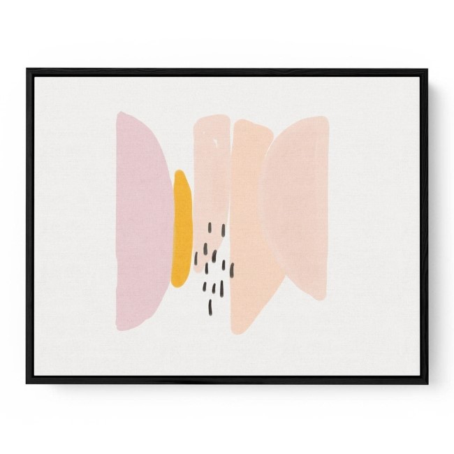 Pink & Yellow Watercolour Abstract Shapes Framed Canvas Print - Abstract House