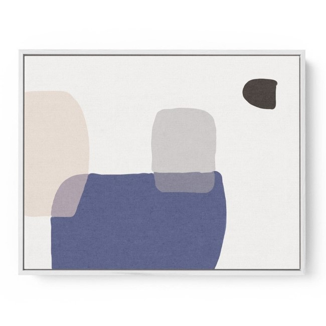 Blue & Grey Abstract Shapes Framed Canvas Print- Abstract House