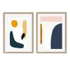 Pink &amp; Blue Abstract Shapes Set of 2 Wood Framed Prints - Abstract House