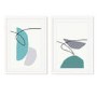Teal & Grey Abstract Shapes Set of 2 Wood Framed Prints - Abstract House