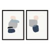 Blue &amp; Grey Abstract Shapes Set of 2 Wood Framed Prints - Abstract House