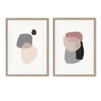 Pink & Blue Abstract Shapes Set of 2 Wood Framed Prints - Abstract House