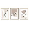 Beige &amp; Black Abstract Lines Set of 3 Wood Framed Prints- Abstract House
