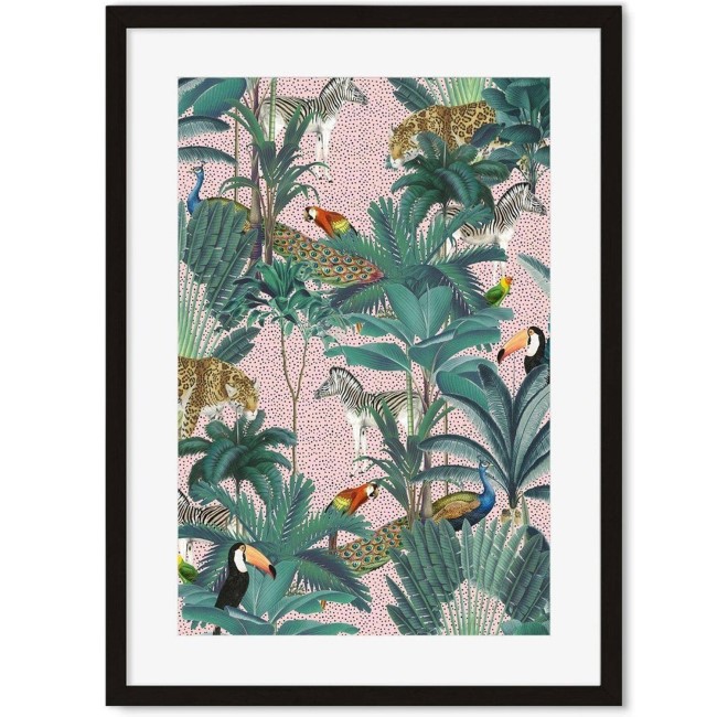 Tropical Wall Art Wood Framed Print - Abstract House