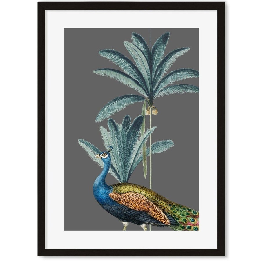 Peacock Grey Wall Art Wood Framed Print - Abstract House
