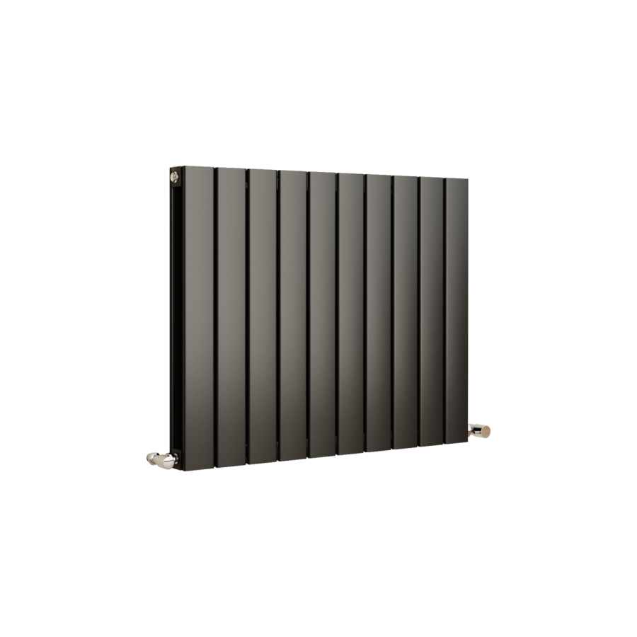 Eco Eleganza Midnight Black Horizontal Flat Designer Aluminium Radiator 600x750mm Double Panel 3056 BTU