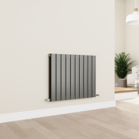 Eco Eleganza Anthracite Horizontal Flat Designer Aluminium Radiator 600x750mm Double Panel 3056 BTU