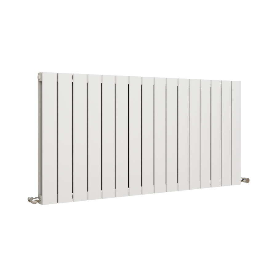 Eco Eleganza White Horizontal Flat Designer Aluminium Radiator 600x1200mm Double Panel 4890 BTU