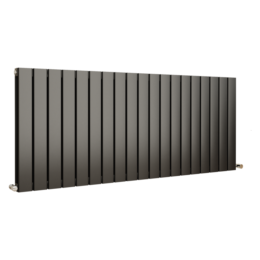 Eco Eleganza Midnight Black Horizontal Flat Designer Aluminium Radiator 600x1425mm Double Panel 5807 BTU