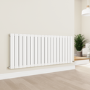 Eco Eleganza White Horizontal Flat Designer Aluminium Radiator 600x1425mm Double Panel 5807 BTU