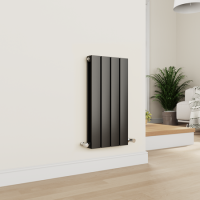 Eco Eleganza Midnight Black Horizontal Flat Designer Aluminium Radiator 600x300mm Double Panel 1223 BTU