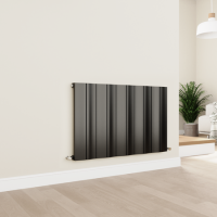 Eco Vivante Midnight Black Horizontal Wave Designer Aluminium Radiator 600x945mm Single Panel 3055 BTU