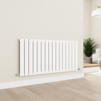 Eco Eleganza White Horizontal Flat Designer Aluminium Radiator 600x1200mm Single Panel 3683 BTU