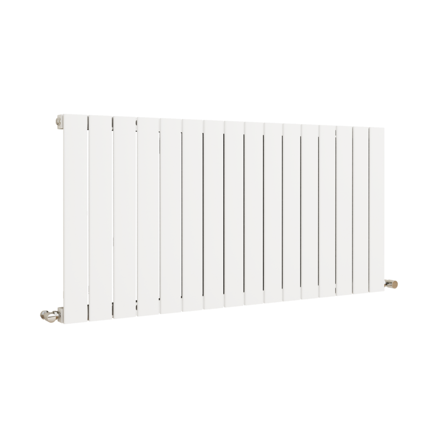 Eco Eleganza White Horizontal Flat Designer Aluminium Radiator 600x1200mm Single Panel 3683 BTU