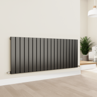 Eco Eleganza Midnight Black Horizontal Flat Designer Aluminium Radiator 600x1425mm Single Panel 4373 BTU Eco Eleganza Midnight Black Horizontal Flat Designer Aluminium Radiator 600x1425mm Single Panel 4373 BTU