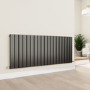 Eco Eleganza Midnight Black Horizontal Flat Designer Aluminium Radiator 600x1425mm Single Panel 4373 BTU