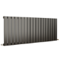 Eco Eleganza Midnight Black Horizontal Flat Designer Aluminium Radiator 600x1425mm Single Panel 4373 BTU