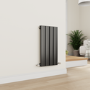 Eco Eleganza Midnight Black Horizontal Flat Designer Aluminium Radiator 600x300mm Single Panel 921 BTU