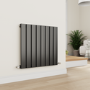 Eco Eleganza Midnight Black Horizontal Flat Designer Aluminium Radiator 600x600mm Single Panel 1841 BTU