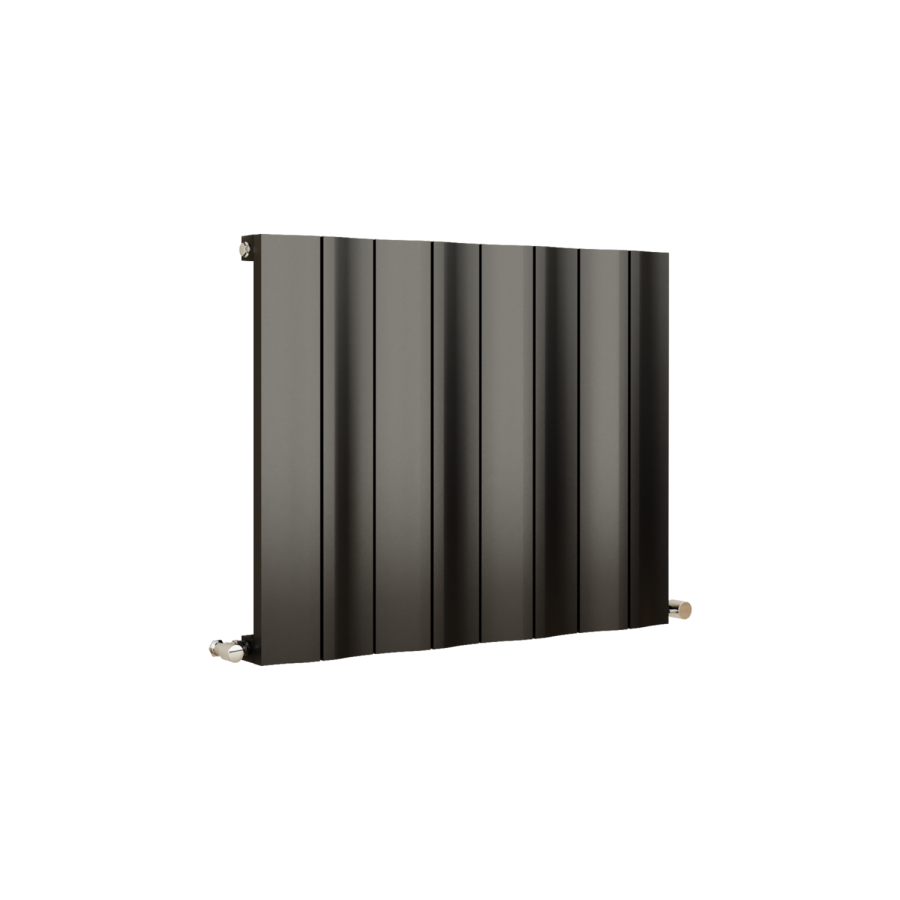 Eco Vivante Midnight Black Horizontal Wave Designer Aluminium Radiator 600x755mm Single Panel 2444 BTU