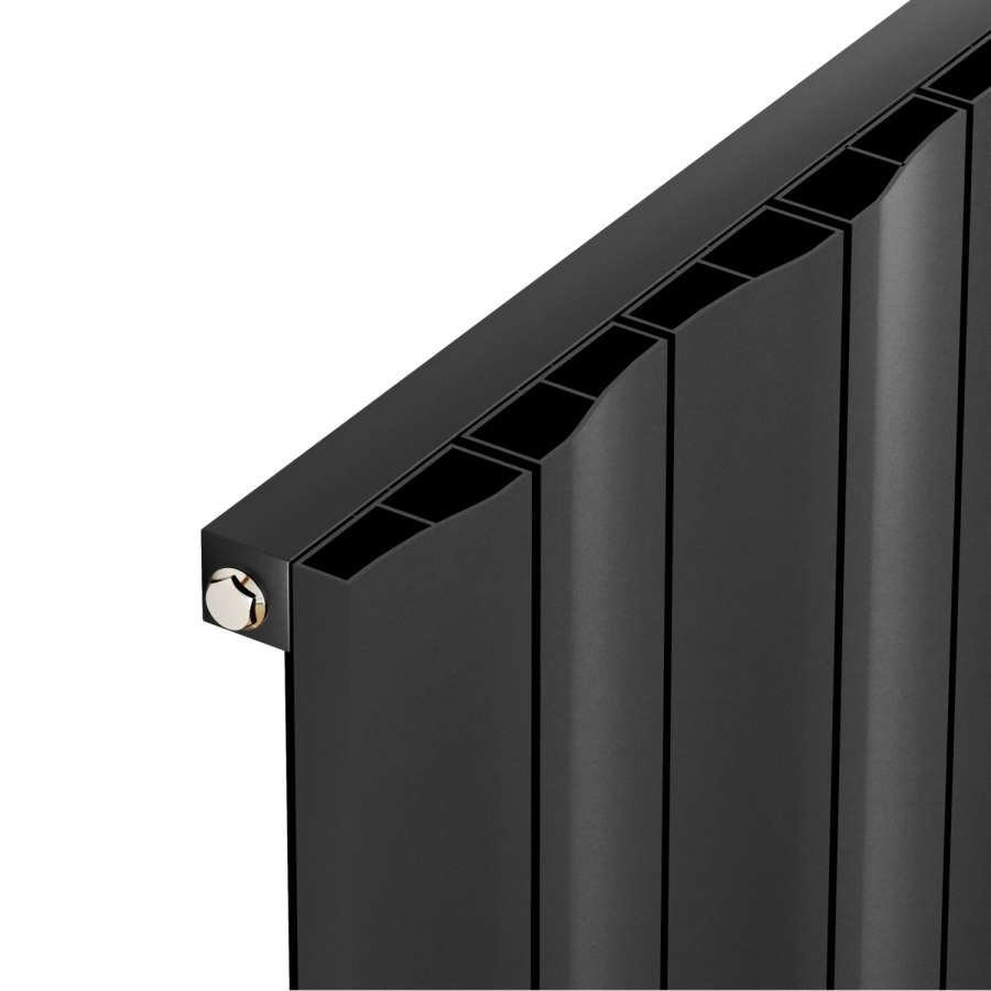 Eco Vivante Midnight Black Horizontal Wave Designer Aluminium Radiator 600x755mm Single Panel 2444 BTU