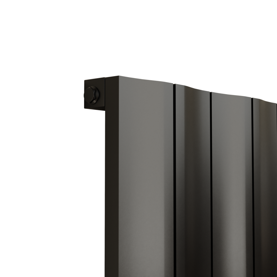 Eco Vivante Midnight Black Horizontal Wave Designer Aluminium Radiator 600x755mm Single Panel 2444 BTU