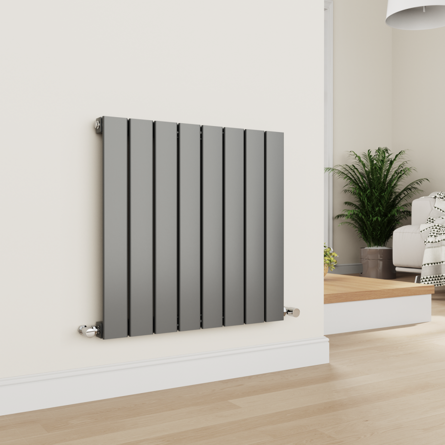 Eco Eleganza Anthracite Horizontal Flat Designer Aluminium Radiator 600x600mm Single Panel 1841 BTU