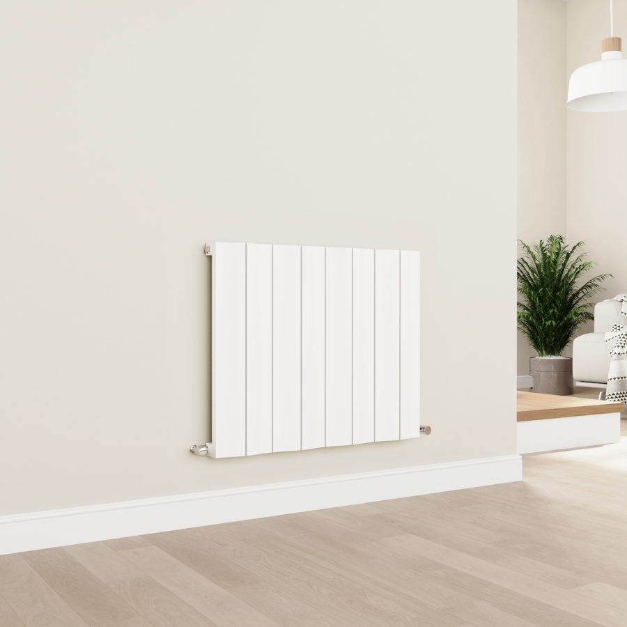 Eco Vivante White Horizontal Wave Designer Aluminium Radiator 600x755mm Single Panel 2444 BTU