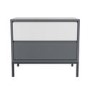 Grey Retro Wide 2 Drawer Bedside Table - Aiko