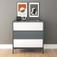 Grey Retro Chest of 3 Drawers with Legs - Aiko